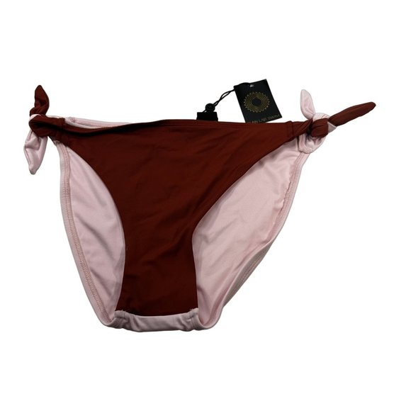 Sun Lab Swim Women's Size Small Swim Bikini Bottom Brown/Pink Tie Side New - Picture 1 of 11